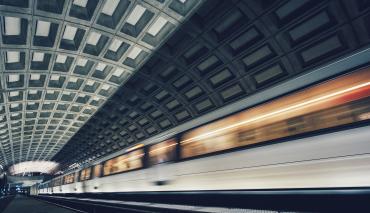 Washington D.C. metro station interior, benefitting from the 'See something, say something' short code campaign